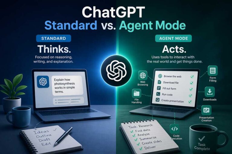 ChatGPT standard versus agent mode by DesignWise Studios