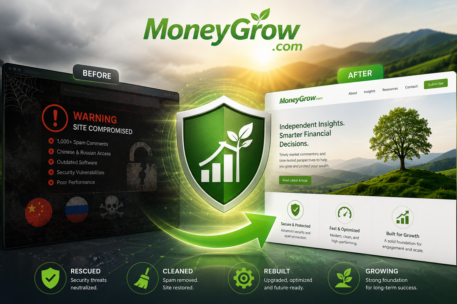 Case Study: Rescuing a Financial Website from Spam, Security Risks, and Digital Decay